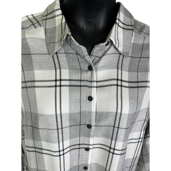 FRYE & Co. Pocono Gray Plaid Flannel Button Down Shirt Women's Size 2X NWT - Picture 2 of 11